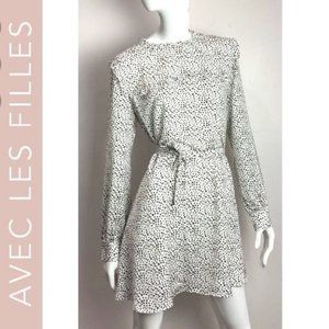 Avec Les Filles Black White Cheetah Print Dress Large